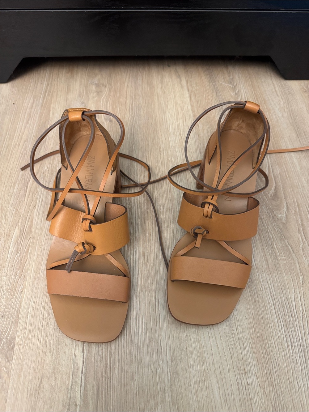 Zimmerman Tan Leather Wrap Sandals